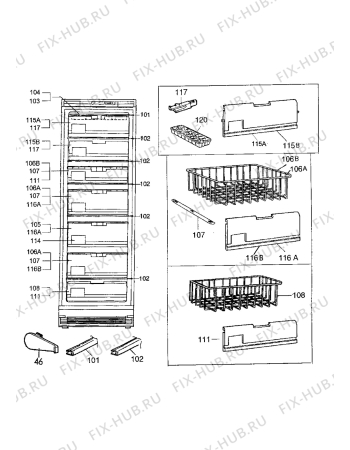 Взрыв-схема холодильника Electrolux EU3214C - Схема узла Internal parts